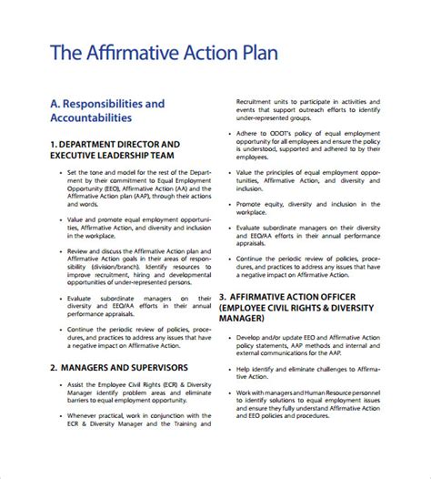 affirmative action plan template